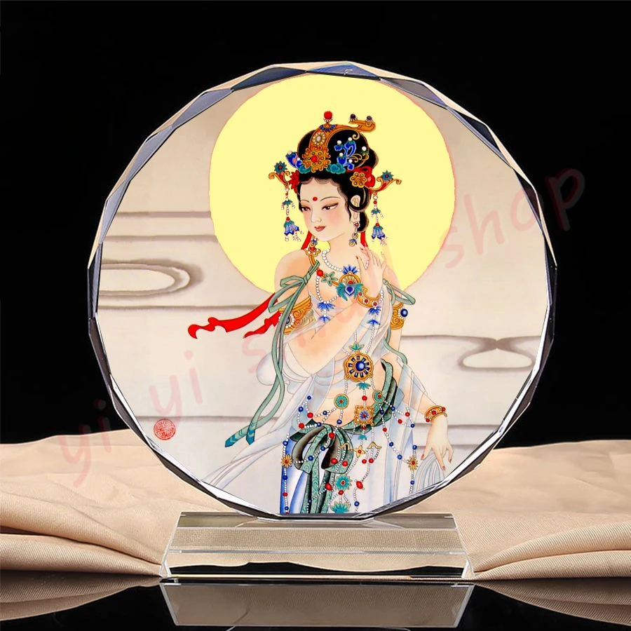 

Taoist Jiutian Xuannv painting, teacher of Yellow Emperor, ancient times, goddess portrait, crystal decoration, craft products