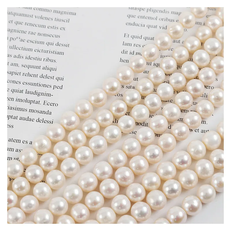 

Freshwater Pearl necklace Round shape with Size 9-10mm perfect luster for Jewelry DIY loose pearl strands