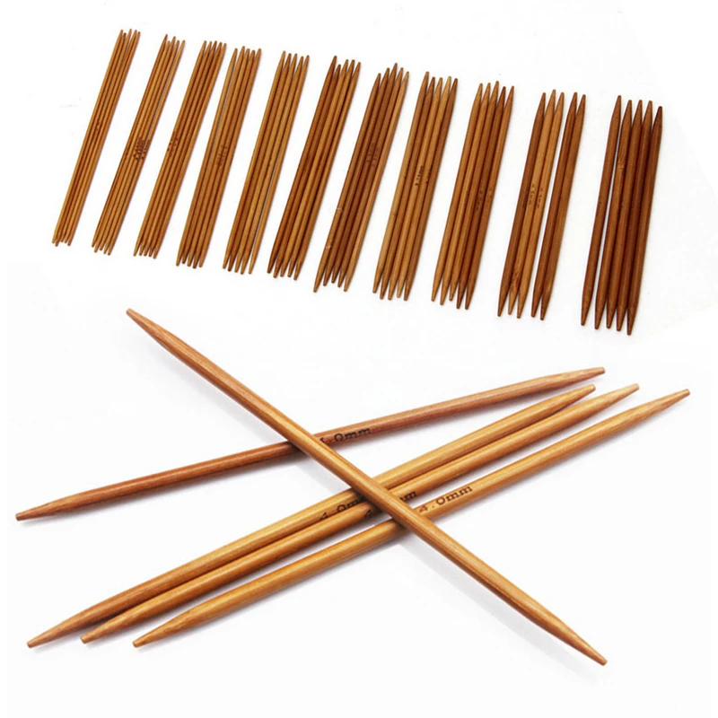55Pcs 13cm Double Pointed Carbonized Bamboo Knitting Needles Sweater Gloves And Socks Smooth Craft Needle Supplies - купить по