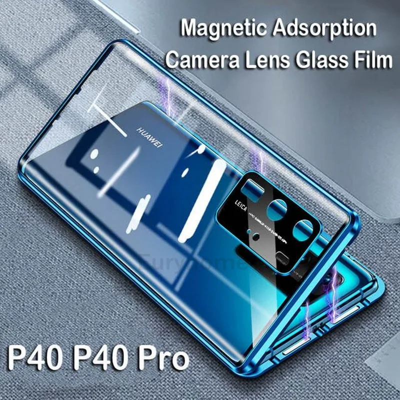 

Double-Sided Magnetic Case For Huawei P30 P40 Pro Lite Honor 30 20 Pro Nove7 Pro With Camera Lens Protective Tempered Cover