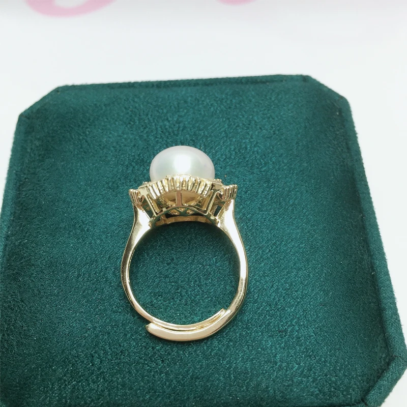 ЖБОРУИНИ Кольцо с круглой жемчужиной, инкрустированное бриллиантами и покрытое золотом 14К, изысканное, элегантное, с изумрудно-зеленым цирконом, натуральные украшения для женщин, подарок.