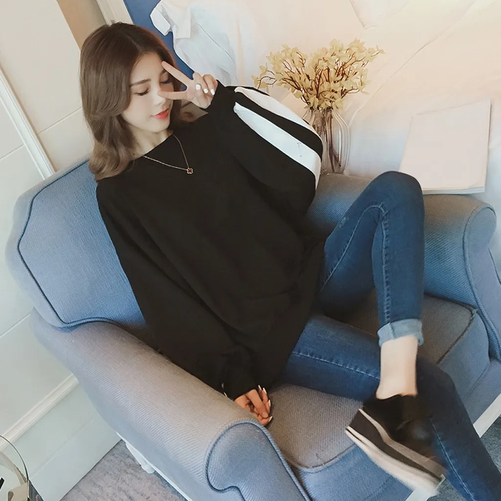 

Women Winter O Neck Long Sleeve Splice Print Sweater Casual Blouse Tops Winter Nice Fashion Fashion Fashion Workwear