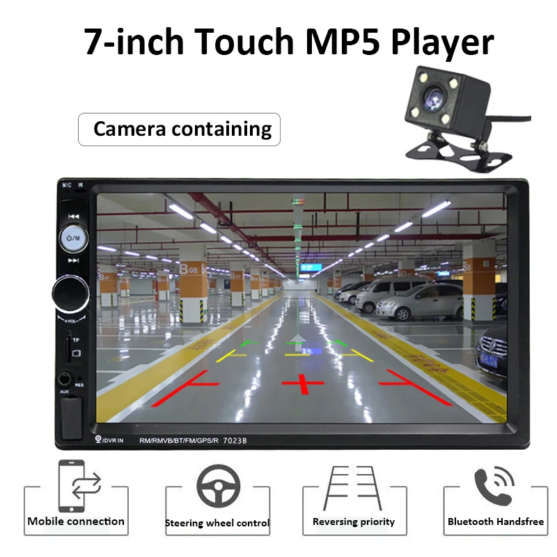 TOSPRA 7023B 2 Din Автомобильный мультимедийный плеер Bluetooth Авто Видео Стерео " сенсорный экран видео MP5 плеер Автомобильный резервный фотоаппарат