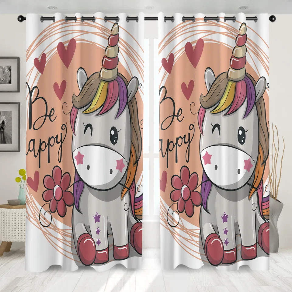 Мягкие шторы Q Edition с изображением единорога для окон затемняющие гостиной