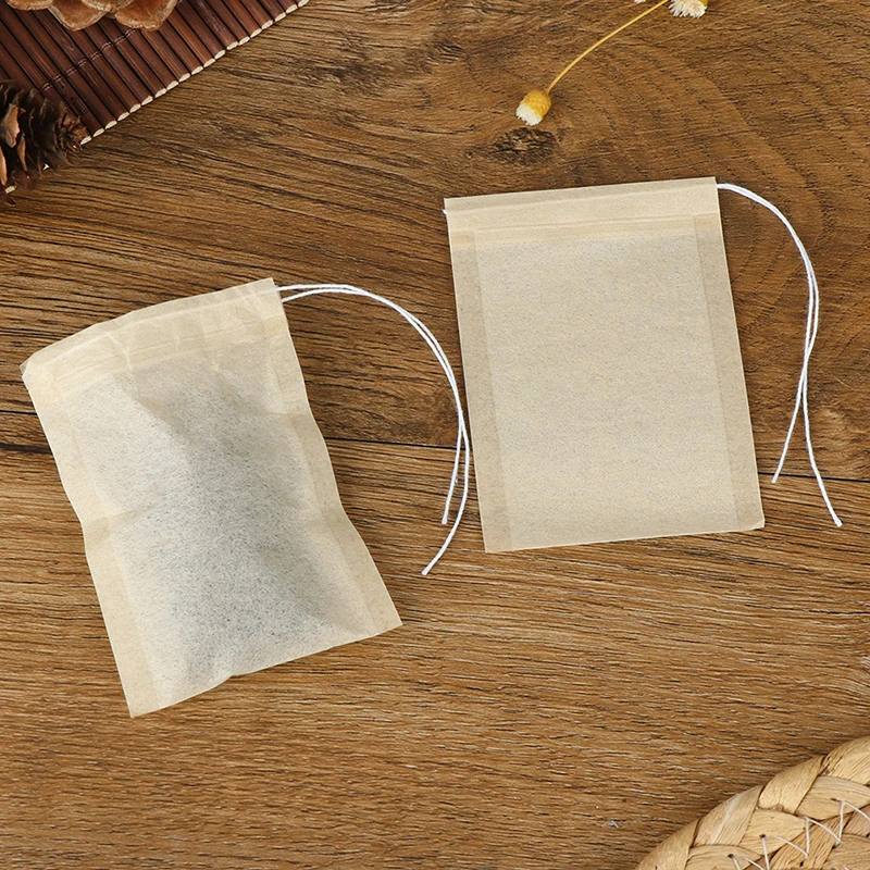 

100PCS 7cm*5cm Heat Seal Teabags Tea Bag Filter Paper Bags Tea Strainer Infuser Wood Drawstring Tea Bag for Herb Loose Tea