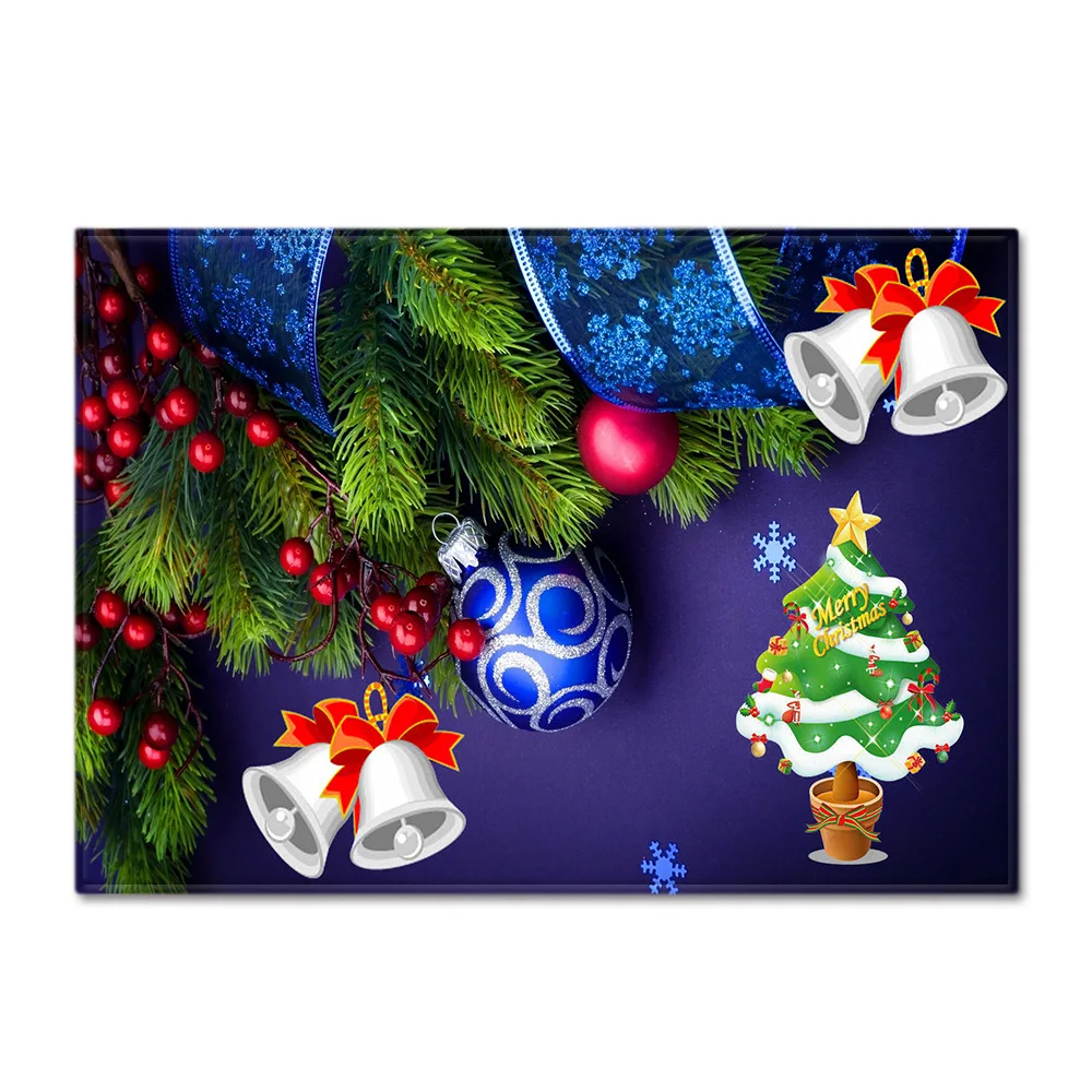

Christmas Series Happy New Year Bell Art Floor Mat Door Mat Anti-slip Mat Carpet Bedroom Living Room Home Decoration