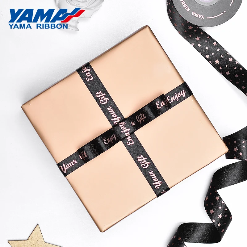 YAMA 10 ярдов/рулон розовая Золотая фольга черная лента с рисунком 9 16 22 38 мм