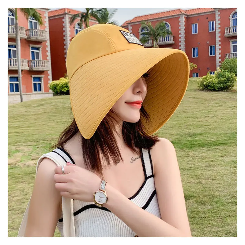 

Sun Hat Women Summer UV Protection Fisherman Hat Fashionable Big Brim Cap Beach Sunhats Traveling Wild Empty Top Hat