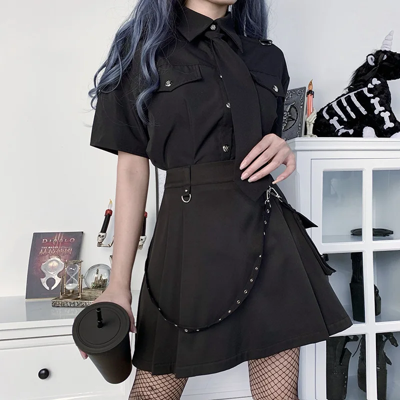 Женская плиссированная мини юбка NCLAGEN bf Cool Lady Punk Gilrs с высокой талией и карманами