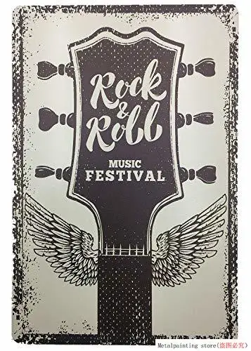 Металлическая винтажная жестяная вывеска Декор-рок фестиваль для кино дом Бар