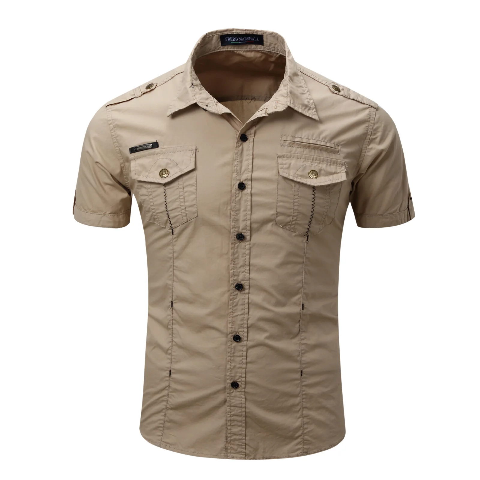 ZOGAA Shirts Men Men's Short-sleeved Outdoor Plus Size Military Workwear Cotton Solid Casual T-shirts All-match Loose Chic New