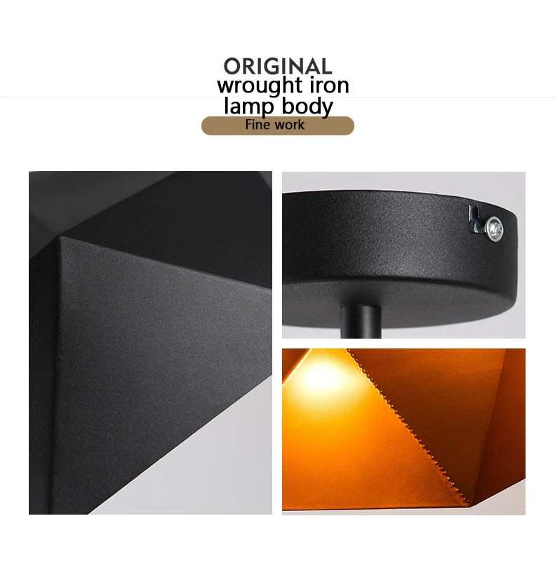 

Home Geometric Chandelier Retro Industrial Wind Pendant Lamp Kitchen Hanging Lamps Modern Light Fixture Black Iron Light