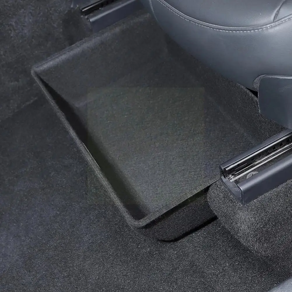 

New Under Seat Storage Box for Tesla Model Y 2021 Interior High Capacity Felt Accessories Case Cloth Car Drawer Holder Orga Q5W9