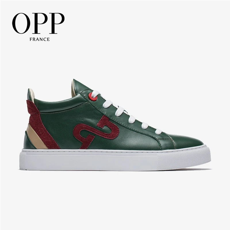 

OPP Men's Shoes Summer Breathable Lace-up Boots Leather Mixed Color Shoes Street Style Casual Men's Skate Shoes