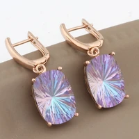 2022 new fashion luxury big earrings square shape design rose gold color dangle earrings for women wedding elegant jewelry
