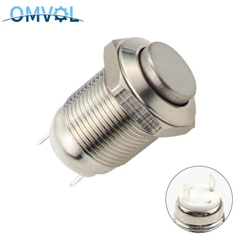 Metal Original Color 1 шт. 12 мм водонепроницаемый мгновенный высокий головок самовосстановление круглый переключатель Автомобильный Запуск рупорный динамик колокольчик автоматический цветной кнопочный переключатель - Цвет: Metal Original Color