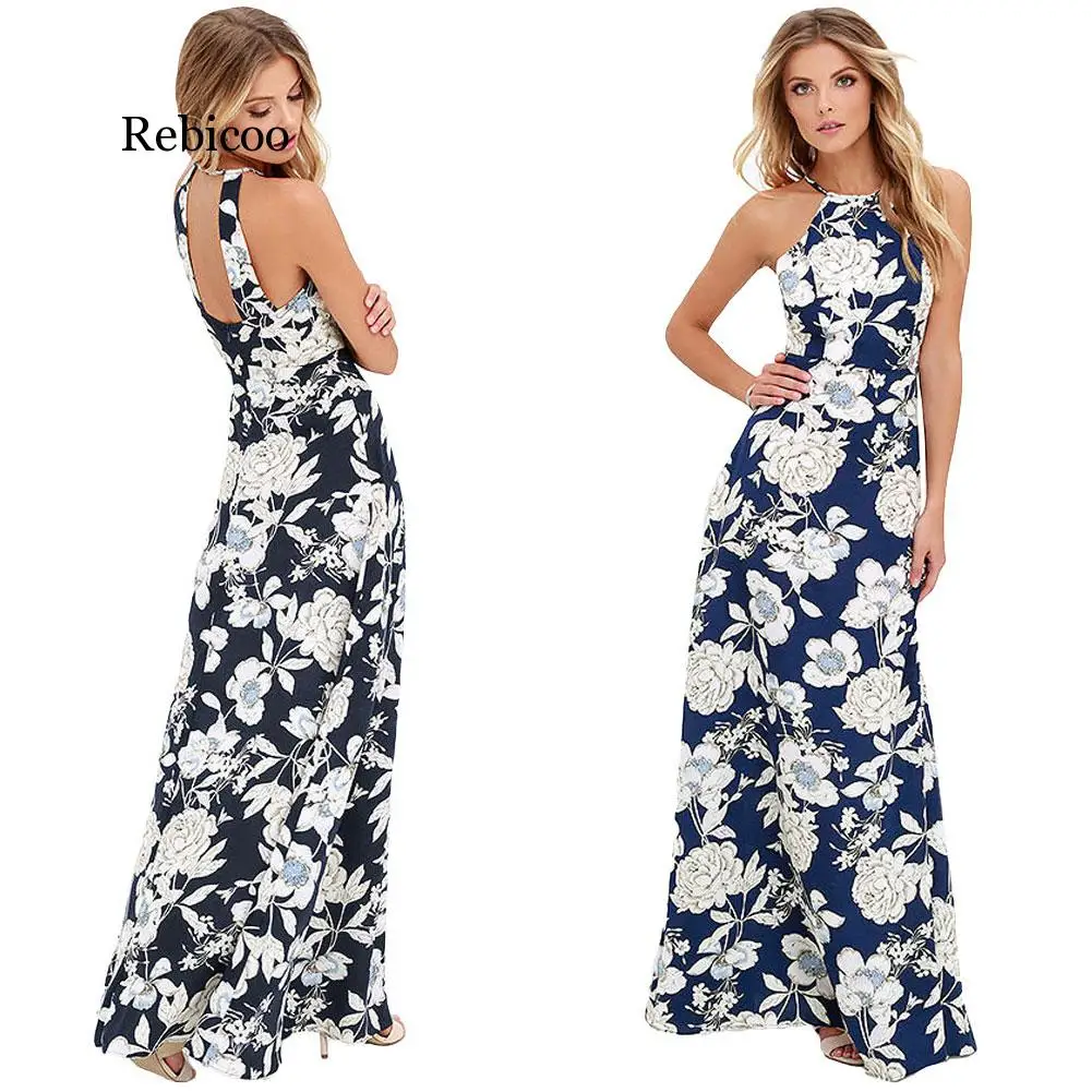 Макси длинное платье летние платья для женщин Цветочный принт в стиле бохо