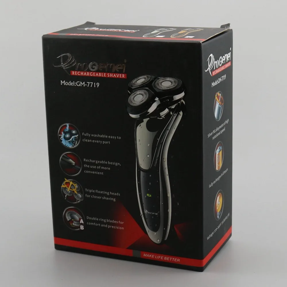 Вращающаяся профессиональная бритва перезаряжаемая моющаяся электрическая для