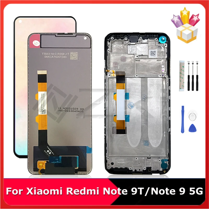 6.53" For Xiaomi Redmi Note 9T J22 LCD Panel Touch Screen Digitizer Display Replacement For Redmi Note 9 5G M2007J22C With Frame