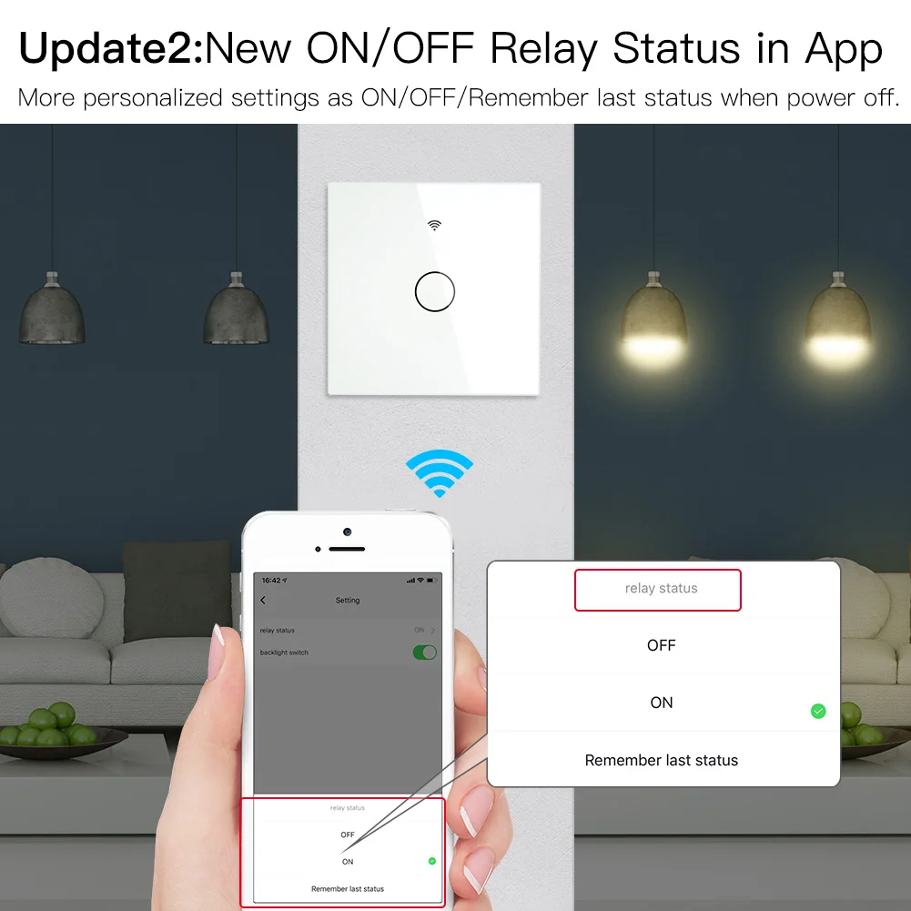 Новый WiFi смарт светильник RF433 без нейтральной проволоки с одним огнем Smart Life Tuya App
