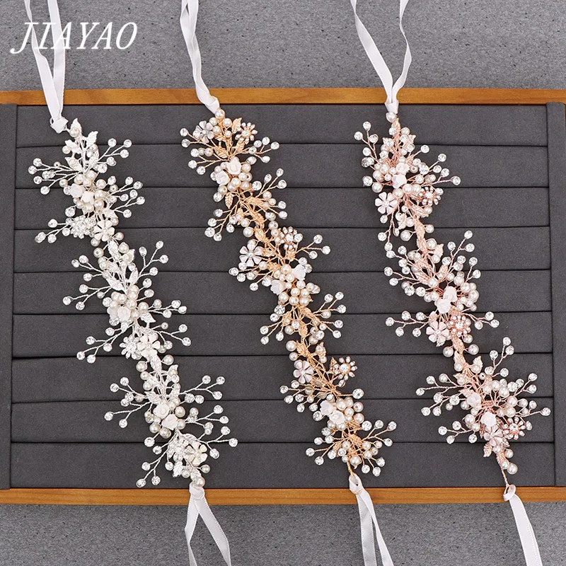 

Pearl Rhinestone Bridal Headbands Wedding Hair Jewelry Bride Tiara Hairband Headband Flower Girls Headband Wedding Ornament