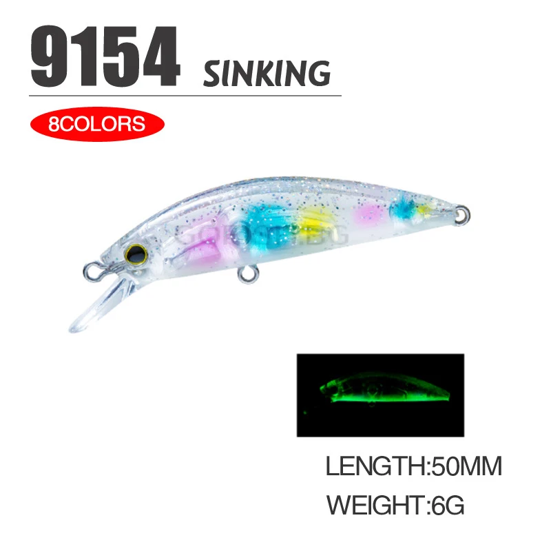 

5cm 6g Fishing Lure Hardcore LG Heavy Minnow 50S Wobbler Sinking Jerkbait Swimbait Artificial Hard Bait Trout Bait Bass Bait