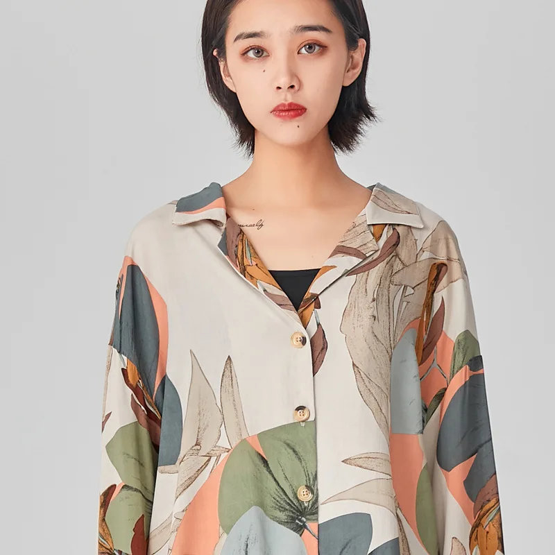 

Japanese Pajama Set for Women Long Sleeve Casual Silk Sleepwear Set Autumn Elegant Print Comfortable Sleep Cardigan Tops Pants