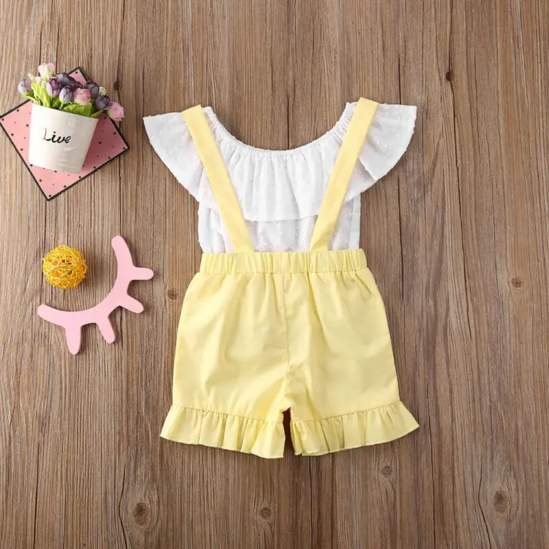 Комплект из 2 предметов одежда для маленьких девочек жилет с оборками без рукавов