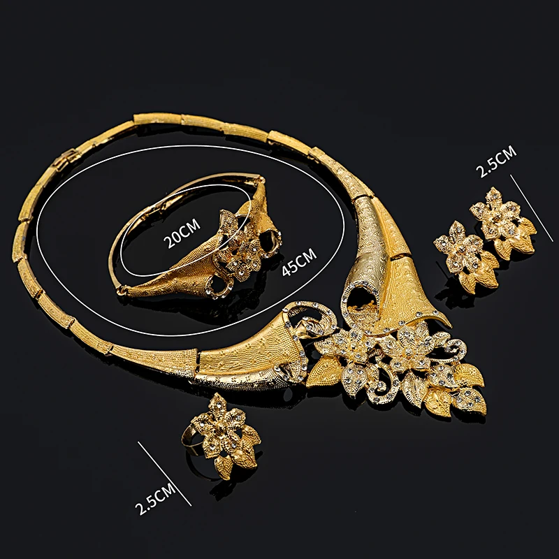 

Fani 2020 nigerian women wedding jewelry set fashion african woman Costumed Bridal Jewelry set Wholesale Dubai gold jewelry set