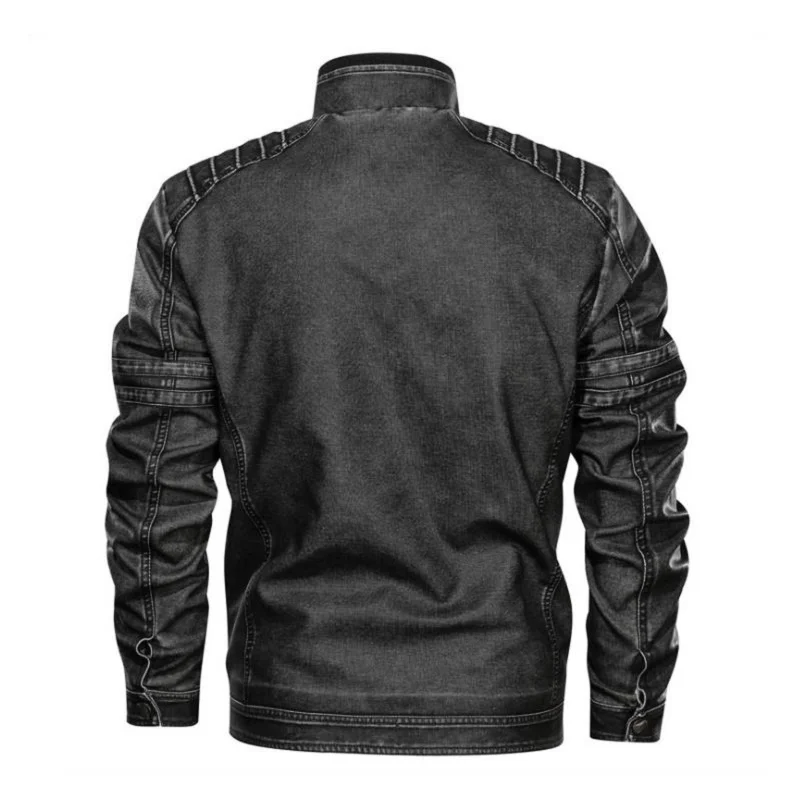 

Autumn and winter 2019 new men's casual PU leather jacket large stand collar worn leather jacket men