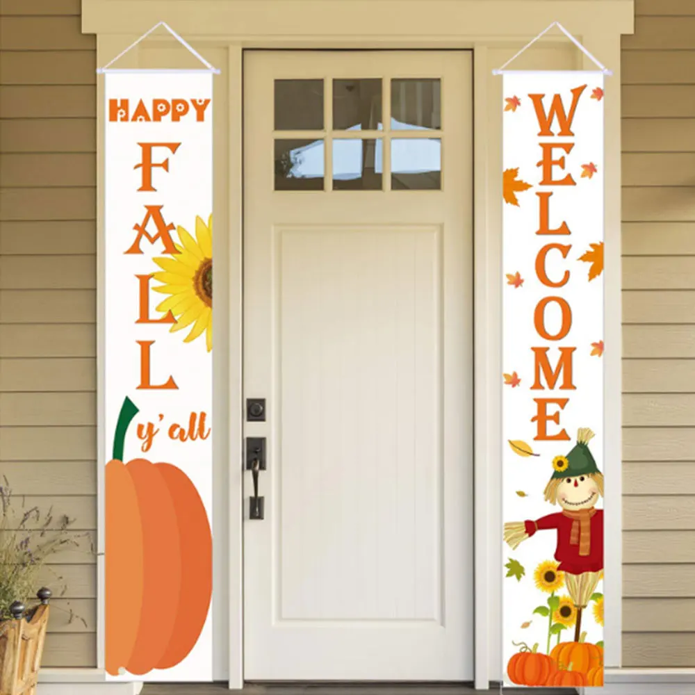 Благодарный баннер флаг благодарения крыльцо знак фон Тыква Кленовые Листья