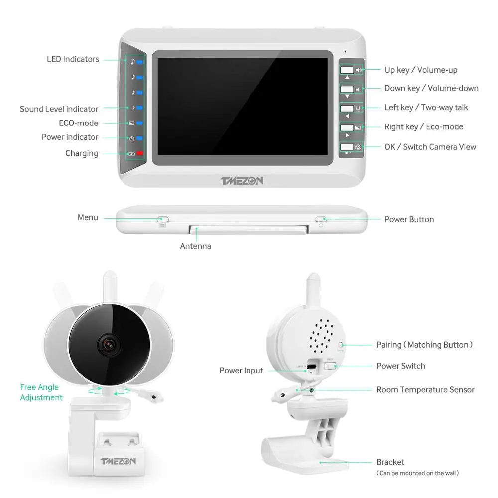 TMEZON 1080P Видеоняни и радионяни HD Wi Fi Беспроводной домашней безопасности 2*2 0 Мп сети