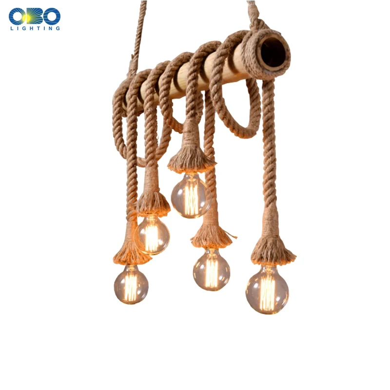 

Vintage Hemp Rope Pendant Light Ac90-260v E27 Loft Creative Personality Industrial Pendant Lamp For Restaurant Coffee Bar