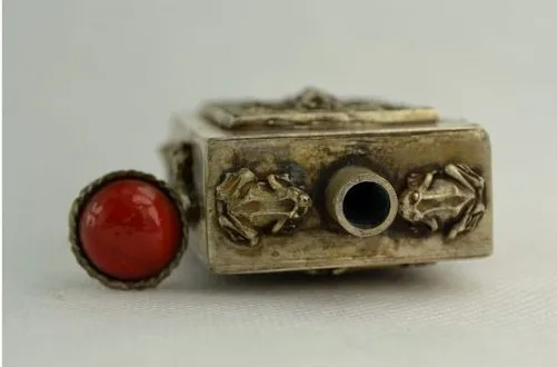 Metal Crafts Old Collectibles Decorated Handwork Miao Silver Carving Dragon Snuff Bottle fast | Дом и сад