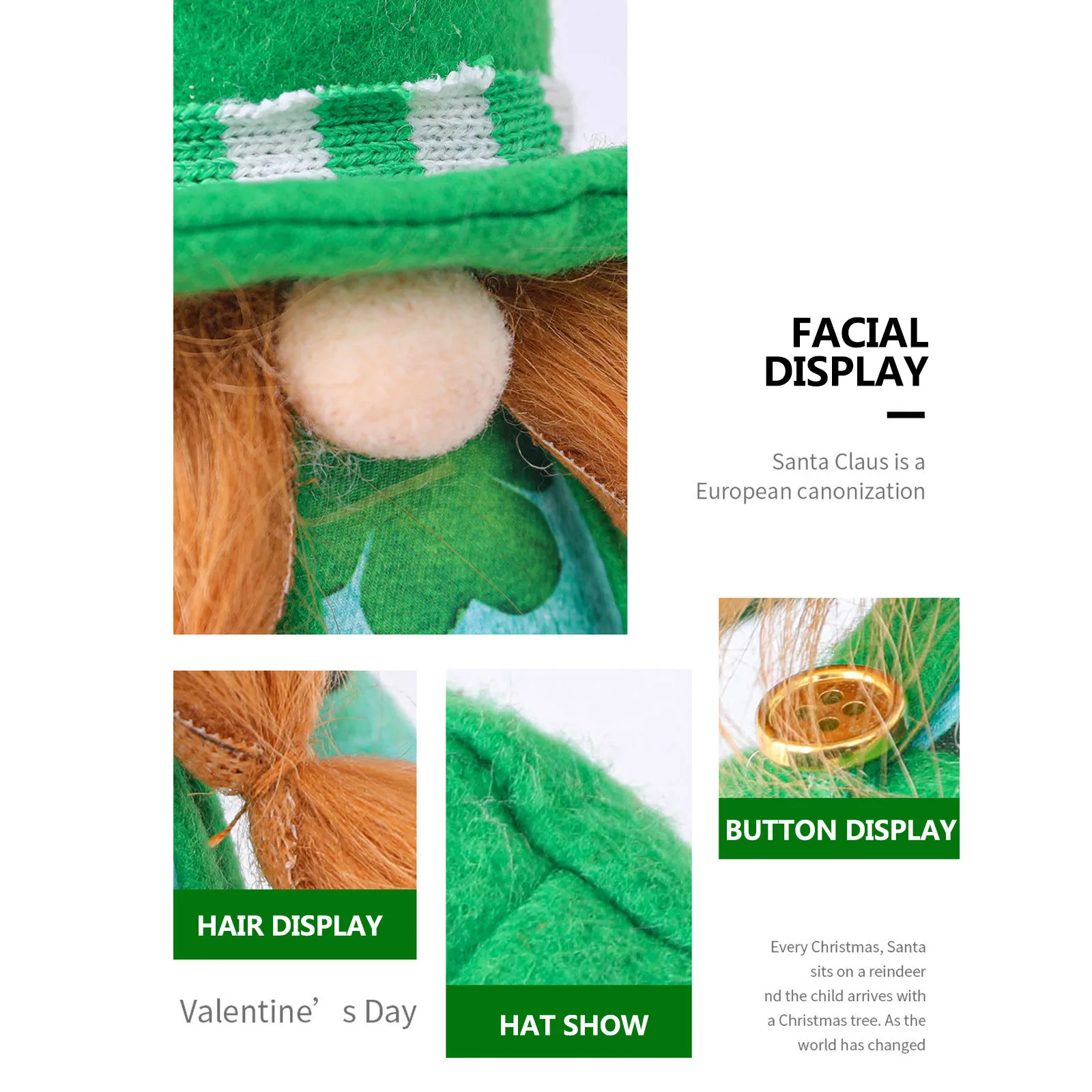 

2021 Valentine's Gift Irish Day St. Patrick's Day Faceless Doll Rudolph Doll Decoration Plush Toy Regalo De Amante