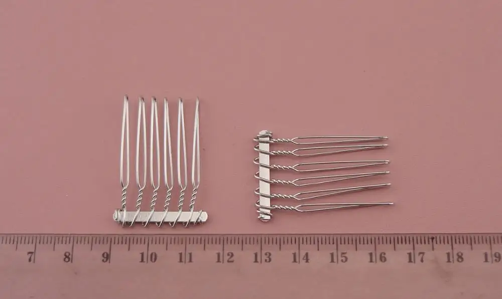 Одноцветные серебристые металлические гребни для волос 20 шт. 2 5 см * 3 7 6 зубьев