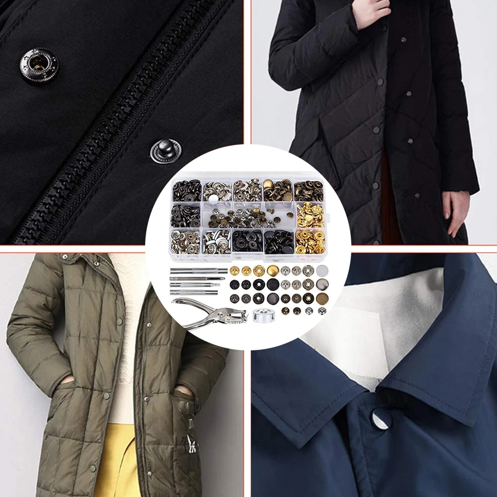 

286PCS Metal Snap Set DIY Rivet Tool Fastener Rivet Fixing Tool Kit for Men Women Repairs Garment Shoes Pet Collar Fixing Tools