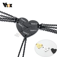 vnox 5pcs bff necklaces for women men custom engrave stainless steel heart puzzle pendant best friends friendship gifts jewelry
