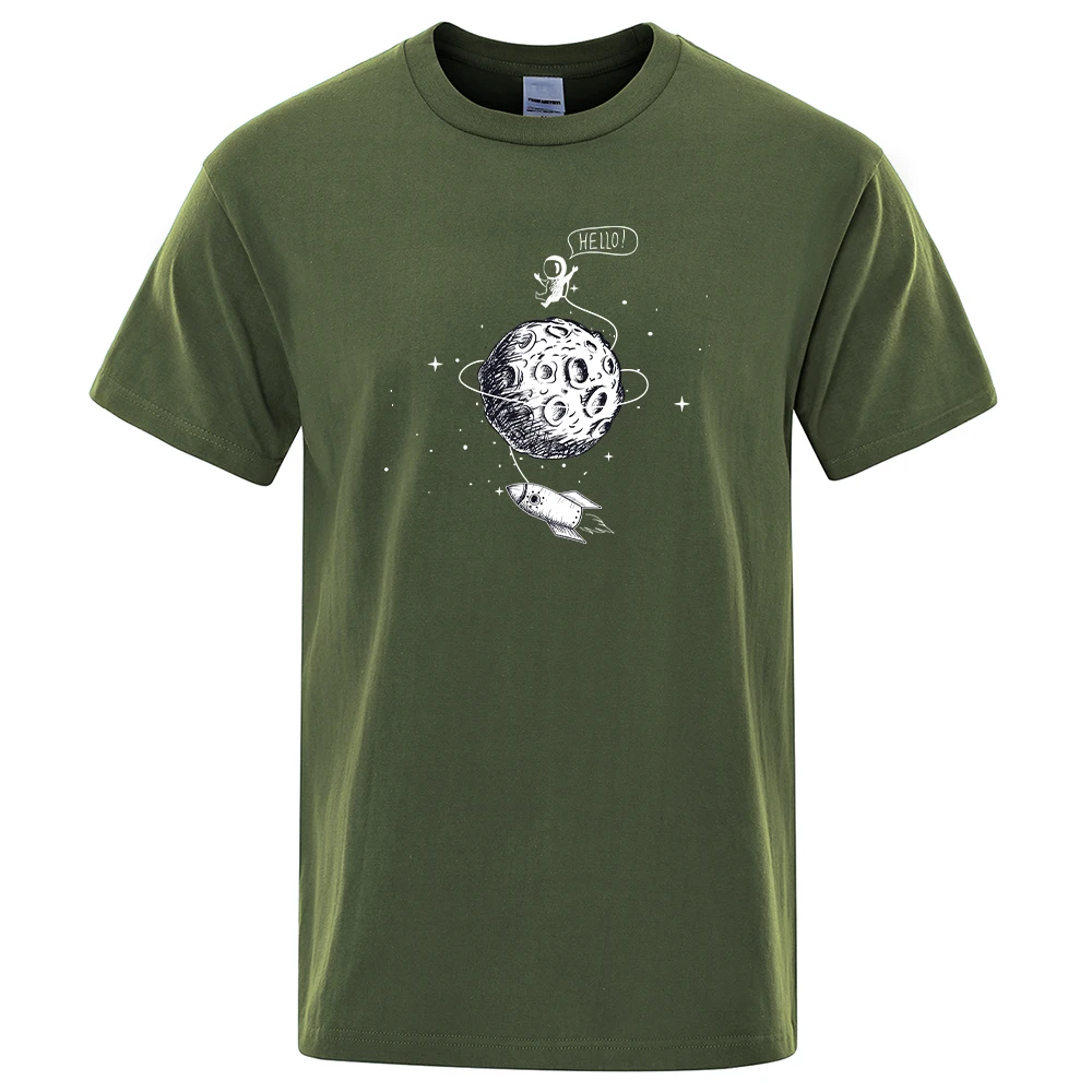 

Astronaut Spaceship Lunar Surface Printed Male Tshirts Vogue S-Xxxl T-Shirts Simple Comfortable Clothes Retro Loose Tshirts Mans