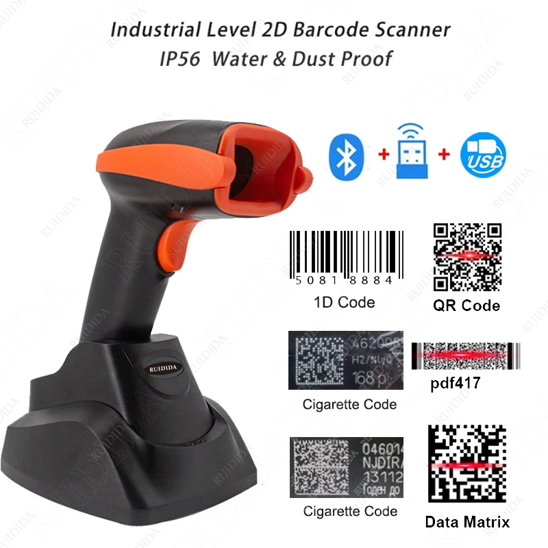 

Bluetooth Barcode Scanner 2D Wireless Bar code Scanner 2d QR Code Reader Wired Handheld Reader PDF417 for IOS Android Phone PC
