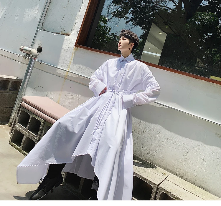 Винтажное готическое платье-рубашка для мужчин и женщин уличная одежда с длинным