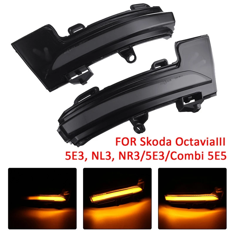 

Dynamic LED Turn Signal Light Lamp Side Mirror Light Blinker for Skoda Octavia Mk3 A7 5E T-Roc Troc 2014 -2020