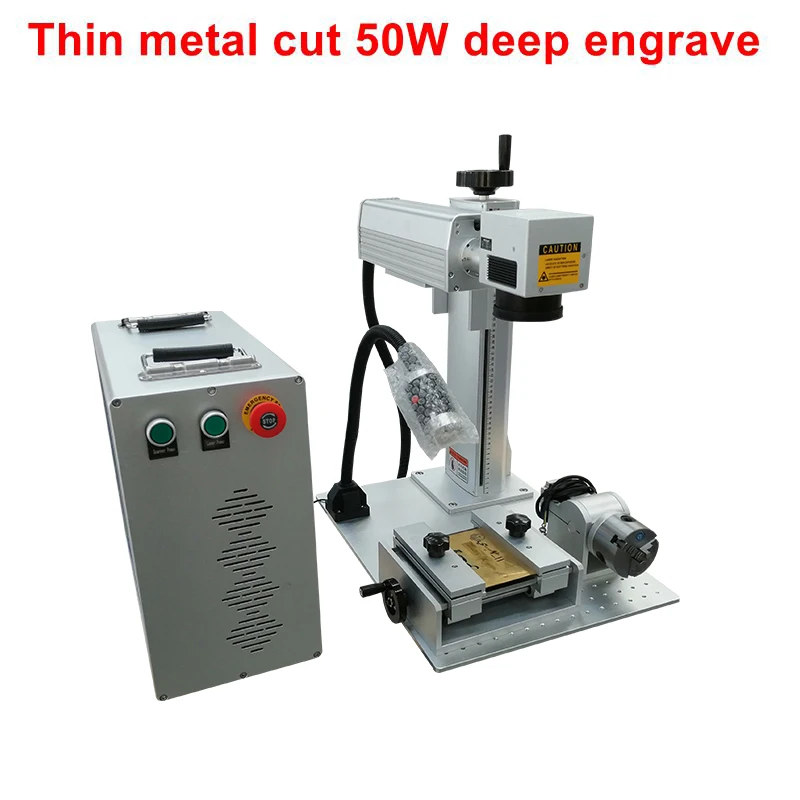 Оптоволоконная лазерная маркировочная машина с вращающейся осью источника raycus 20