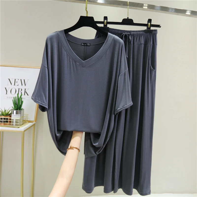 Женский пижамный комплект из 2 х предметов футболка с длинными рукавами и