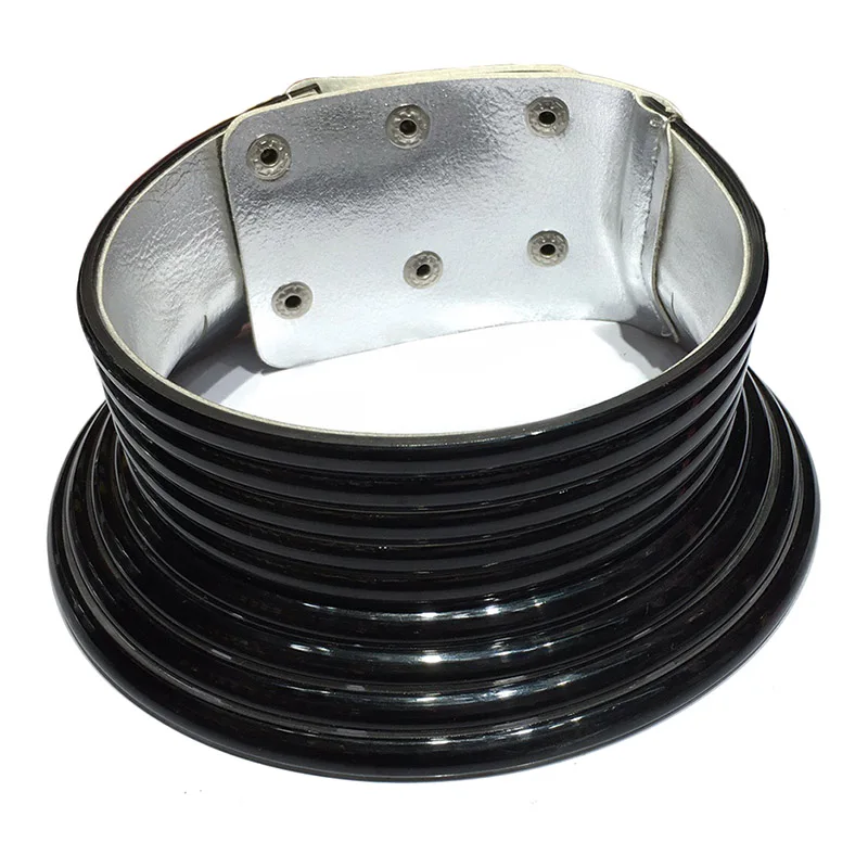 Black Necklace MANILAI, винтажное Массивное колье, ожерелье для женщин, золотого цвета, кожаный воротник, Макси ожерелье, африканские ювелирные изделия, регулируемые чокеры, большие - Окраска металла: Black Necklace