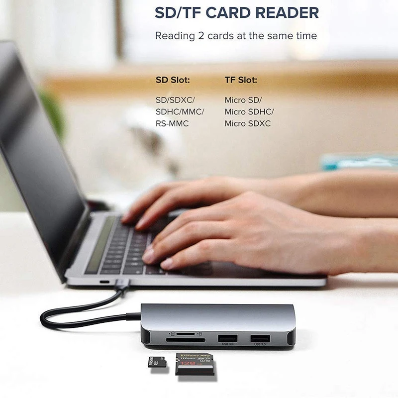 OPQ-USB C Hub 8-в-1 USB адаптер с 4K к HDMI VGA PD зарядный порт 2 3 0 SD/TF кардридер гигабитный Ethernet |