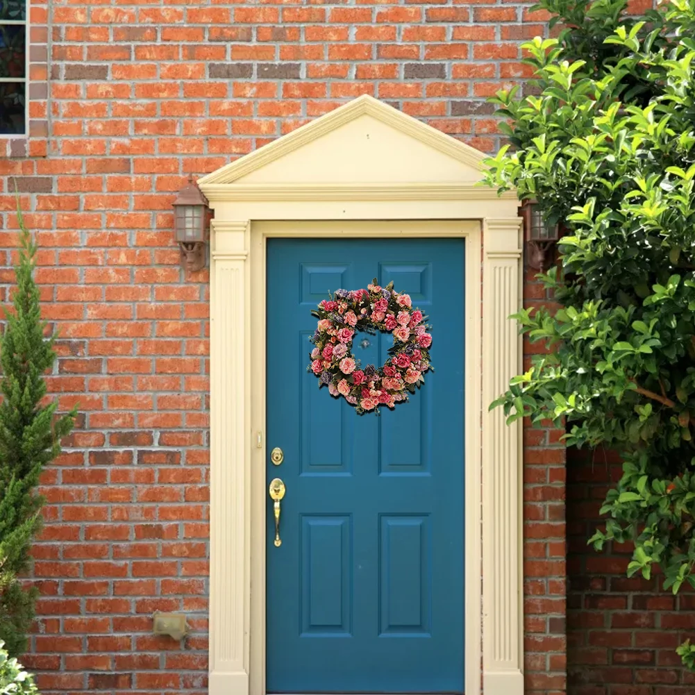 

Rhododendron Simulated Garland Rattan Ring Photography Props Wreath Home Door Wall Garden Wedding Festival Hot Decoration