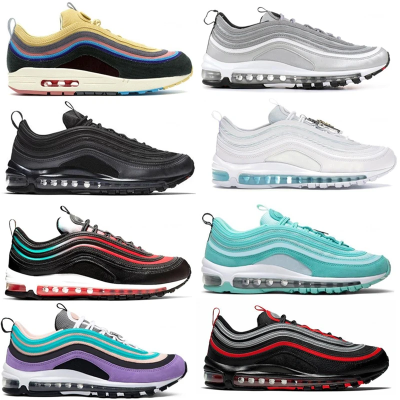 

Hot Sale Sean Wotherspoon 97 Mens Running shoes INRI Jesus Triple black Bred women 97s Reflective Outdoor sports Sneakers