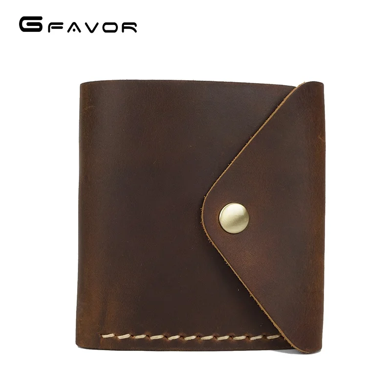 

Vintage crazy horse 100% genuine real cowhide leather unisex card holder Mens slim wallet for men