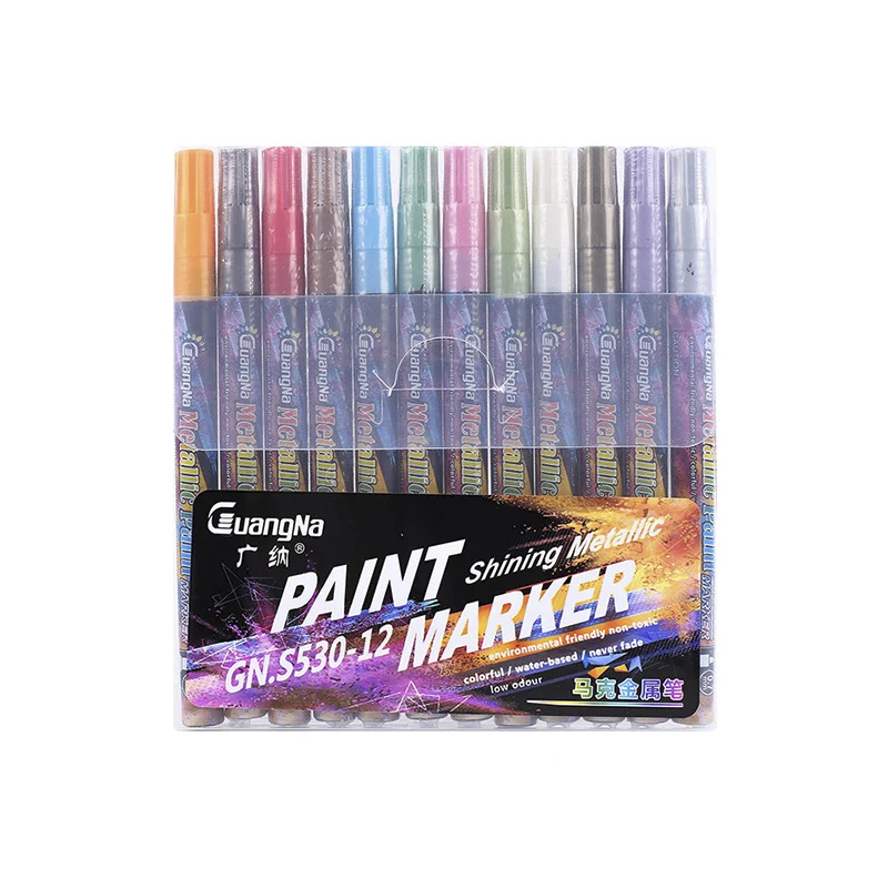 

12 Colors Paint Marker Pen Set Metallic Markers DIY Album Photo Graffiti Pens Colorful Drawing Pen Fast Dry Copic Markers